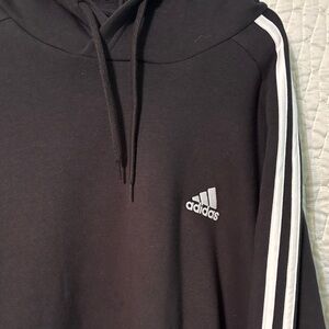 Adidas Black Hoodie with White Stripes